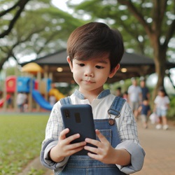 bambino con cellulare